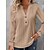 cheap Tees &amp; T-shirts-Women&#039;s T shirt Tee Black White Pink Button Textured Daily Weekend Long Sleeve V Neck Fashion Basic Elegant Regular Fit Spring &amp;  Fall