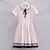 cheap Dresses-Kids Girls&#039; Dress Solid Color Stripe Short Sleeve Casual Cute Casual Cotton Above Knee Casual Dress A Line Dress Summer Spring 4-13 Years White Pink Blue