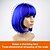 abordables Perruques de carnaval-bleu bob perruque avec une frange 12 pouces royal bleu perruque courte fibre synthétique bob perruques pour les femmes court bob perruques et halloween cosplay bob perruque