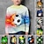 billige Guttens 3D Sporter &amp; Spill-Gutt 3D Grafisk Gradert Fotball T skjorte T-skjorte Langermet 3D-utskrift Sommer Vår Høst Sport Mote Gatemote Polyester Barn 3-12 år utendørs Avslappet Daglig Normal
