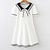 cheap Dresses-Kids Girls&#039; Dress Letter Stripe Short Sleeve School Outdoor Casual Embroidered Fashion Daily Basic Cotton Knee-length Casual Dress A Line Dress Summer Dress Summer Spring 3-13 Years White Navy Blue