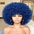 cheap Black &amp; African Wigs-Short Afro Wig with Bangs for Black Women Afro Kinky Curly Wig 70s Premium Synthetic Big Afro Wig