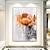 baratos Pinturas Florais/Botânicas-Pintura a óleo artesanal pintada à mão arte de parede abstrata faca pintura floral laranja decoração de casa lona enrolada sem moldura não esticada