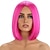 preiswerte Trendige synthetische Perücken-Pinkfarbene Perücke für Damen. Pinkfarbene Bob-Perücke, kurze, gerade, magentafarbene Perücke, Mittelteil, synthetische, hitzebeständige Cosplay-Kostüm-Party-Perücken