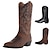 cheap Cowboy &amp; Western Boots-Men&#039;s Boots Cowboy Boots Vintage Western Boots Embroidered Mid Calf Chunky Heel Boots Cavender&#039;s/Tecovas Boots Classic Outdoor PU Black Brown Fall Winter