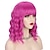 economico Parrucche trendy sintetiche-parrucca rosa caldo con frangia caschetto corto parrucca riccia ondulata lunghezza delle spalle parrucche rosa caldo per le donne capelli sintetici parrucca colorata per costume di halloween cosplay
