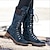 cheap Combat Boots-Women&#039;s Boots Biker boots Combat Boots Motorcycle Boots Outdoor Work Daily Solid Color Mid Calf Boots Winter Block Heel Chunky Heel Pointed Toe Casual Minimalism Industrial Style Walking PU Zipper