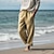ieftine pantaloni de in-Bărbați Pantaloni de in Pantaloni Pantaloni de vară Pantaloni de plajă Cordon Talie elastică Picior drept Simplu Confort Respirabil Casual Zilnic Concediu Amestec de Lână / Bumbac Modă Stil Clasic