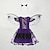 cheap Sets-2 Pieces Kids Girls&#039; Halloween Animal Mesh Dress Suits Set Short Sleeve Fashion Performance Cotton 7-13 Years Fall bat B Section Purple Long Witch purple cape