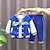 cheap Sets-2 Pieces Toddler Boys Jacket &amp; Pants Outfit Color Block Stripe Letter Long Sleeve Button Cotton Set School Fashion Cool Daily Fall Winter 3-7 Years Black Blue Green