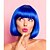 cheap Synthetic Trendy Wigs-Blue Bob Wig With Bangs 12 Inch Royal Blue Wig Short Synthetic Fiber Bob Wigs for Women Short Bob Wigs and Halloween Cosplay Bob Wig