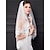 رخيصةأون طرحات الزفاف-حجاب زفاف بحافة مزينة بالدانتيل من طبقتين مع حجاب زفاف بأطراف الأصابع مع زينة 37.4 بوصة (95 سم) من الدانتيل