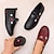 cheap Women&#039;s Slip-Ons &amp; Loafers-Women&#039;s Slip-Ons Barefoot shoes Soft Shoes Comfort Shoes Daily Walking Floral Embroidered Flat Heel Round Toe Elegant Vintage Comfort Faux Leather Loafer Black Red