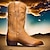 halpa Cowboy &amp; Western Boots-Miesten Bootsit Cowboy-länkkärisaappaat Kävely Vintage ulko- PU Lämmin Mukava Liukumaton Loaferit Musta Ruskea Aprikoosi Talvi
