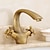 cheap Classical-Bathroom Sink Mixer Faucet, Brass Basin Taps Dual Handle with Hot and Cold Hose