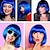 cheap Synthetic Trendy Wigs-Blue Bob Wig With Bangs 12 Inch Royal Blue Wig Short Synthetic Fiber Bob Wigs for Women Short Bob Wigs and Halloween Cosplay Bob Wig