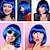 abordables Perruques de carnaval-bleu bob perruque avec une frange 12 pouces royal bleu perruque courte fibre synthétique bob perruques pour les femmes court bob perruques et halloween cosplay bob perruque