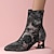 cheap Ankle Boots-Women&#039;s Boots Winter Boots Booties Ankle Boots Outdoor Daily Walking Booties Ankle Boots Winter Rhinestone Embroidery Flower Block Heel Closed Toe Fashion Elegant Sexy Satin Solid Color Black White