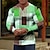 tanie męska koszulka 3d-Geometryczny Kolorowy blok Designerskie Męskie Druk 3D Podkoszulek Na zewnątrz Sport Codzienny Podkoszulek Zielony Khaki Ciemnoniebieski Długi rękaw W serek Koszula Wiosna i jesień Odzież S M L XL