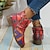 cheap Ankle Boots-Women&#039;s Boots Slouchy Boots Animal Print Plus Size Daily Walking Color Block 3D Booties Ankle Boots Winter Chunky Heel Round Toe Elegant Casual Comfort Walking Faux Leather Zipper Wine