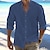 voordelige Katoenen linnen shirt-Voor heren Overhemd linnen overhemd Overhemd met knopen Zomer overhemd Strand hemd Zwart Wit Blozend Roze Lange mouw Effen Band Kraag Lente zomer Casual Dagelijks Kleding