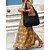 cheap Maxi Dresses-Women&#039;s Casual Dress Floral Swing Dress Print Dress V Neck Print Long Dress Maxi Dress Flared Sleeve Outdoor Daily Fashion Classic Slim 3/4 Length Sleeve Yellow Fall Winter S M L XL