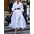 cheap T-shirt Dresses-Women&#039;s Casual Dress Winter Dress Swing Dress Ruched Pocket Long Dress Maxi Dress Fashion Streetwear Outdoor Street Daily Long Sleeve V Neck Loose Fit 2023 White Color S M L Size