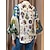 cheap Blouses &amp; Shirts-Women&#039;s Shirt Lantern Sleeve Blouse White Button Print Animal Casual Long Sleeve Shirt Collar Fashion Regular Fit Spring &amp;  Fall Lantern Sleeve