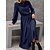 cheap Casual Dresses-Women&#039;s Casual Dress Swing Dress Plain Dress Ruched Long Dress Maxi Dress Fashion Basic Daily Date Going out Long Sleeve Cowl Neck Loose Fit 2023 Dark Blue Color S M L XL XXL Size