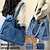 cheap Handbag &amp; Totes-Women&#039;s Crossbody Bag Tote Shoulder Bag Canvas Tote Bag Denim Outdoor Daily Holiday Zipper Large Capacity Lightweight Durable Solid Color Light Blue Navy Blue