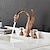 billige Flerhulls-utbredt baderomsvask blandebatteri, 2 håndtak 3 hulls servantkraner swan noble luksus gylden og oljegnidd bronse badekarkraner