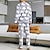 billiga Pyjamas-Herr Vardagsklädsel Sovkläder Pyjamas set Pyjamastopp och byxa 2 delar Grafiska tryck Stylish Ledigt Komfort Hem Dagligen Flanell Komfort Rund hals Långärmad Pullover Byxa Elastisk midja Sommar Vår
