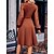 cheap Lace Dresses-Women&#039;s Casual Dress Plain Dress Ruched Patchwork Midi Dress Active Fashion Daily Date Vacation Long Sleeve V Neck Slim 2023 Black Brown Green Color S M L XL Size