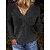 cheap Sweaters &amp; Cardigans-Women&#039;s Pullover Sweater Jumper Jumper Ribbed Knit Hollow Out Regular V Neck Solid Color Outdoor Daily Stylish Casual Fall Winter Black Blue S M L