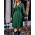 cheap Lace Dresses-Women&#039;s Casual Dress Plain Dress Ruched Patchwork Midi Dress Active Fashion Daily Date Vacation Long Sleeve V Neck Slim 2023 Black Brown Green Color S M L XL Size