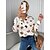 cheap Blouses &amp; Shirts-Women&#039;s Shirt Blouse White Pink Beige Print Butterfly Heart Casual Long Sleeve Shirt Collar Casual Regular Fit Spring &amp;  Fall