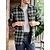 cheap Plaid Shirts-Men&#039;s Shacket Gray Long Sleeve Spring &amp;  Fall Lapel Daily Wear Going out Clothing Apparel