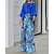 ieftine Costume din Două Piese-Pentru femei Cămașă Seturi de pantaloni Floral Casul / Zilnic Imprimeu Mâneci Bufante Albastru piscină Manșon Lung Modă Rotund Primăvara &amp; toamnă