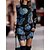 cheap Casual Dresses-Women&#039;s Casual Dress Sweater Dress Sheath Dress Warm Mini Dress Outdoor Daily Vacation Going out Floral Long Sleeve Crew Neck 2023 Regular Fit Pink Blue Green S M L XL XXL 3XL
