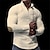 Недорогие Рубашка-поло на молнии-Муж. 3D С принтом Вафельная рубашка поло поло для гольфа На каждый день Длинный рукав Отложной Молния Футболки поло Черный Белый Наступила зима S M L Поло с лацканами