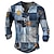 cheap Long Sleeve-Graphic Patchwork Fashion Daily Casual 3D Print Men&#039;s Casual Holiday Going out Henley Shirt T shirt Light Blue Royal Blue Blue Henley Long Sleeve Shirt Spring &amp;  Fall Clothing Apparel S M L XL 2XL 3XL