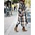 cheap Coats &amp; Jackets-Women&#039;s Winter Coat Trench Coat Fall Winter Street Daily Wear Vacation Long Coat Windproof Warm Regular Fit Casual Daily Street Style Jacket Long Sleeve with Pockets Print Stripes and Plaid Black