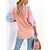 cheap Blouses &amp; Shirts-Women&#039;s Shirt Blouse Cotton Pink Blue Orange Button Pocket Color Block Casual Long Sleeve Shirt Collar Daily Regular Fit Spring &amp;  Fall