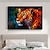 cheap Animal Paintings-Cattle Tiger Hight Quality Canvas Decor Farm House Wall Decor Colorful Knife Animal Handmade Picture Wall Art Decoration Canvas (No Frame)