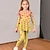 baratos conjuntos 3d de menina-Para Meninas 3D Coração Camiseta e legging Conjunto de vestido com babados Manga Longa Impressão 3D Outono Inverno Ativo Moda Diário Poliéster Infantil 3-12 anos Ao ar livre Encontro Férias Normal