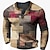 cheap Long Sleeve-Graphic Patchwork Colorful Fashion Designer Casual 3D Print Men&#039;s Sports Outdoor Holiday Festival Henley Shirt Waffle T Shirt T shirt Blue Brown Green Henley Long Sleeve Shirt Spring &amp;  Fall Clothing