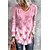 cheap Hoodies &amp; Sweatshirts-Women&#039;s T shirt Tee Pink Print Heart Valentine Weekend Long Sleeve V Neck Fashion Regular Fit Painting Spring &amp;  Fall