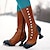 cheap Women&#039;s Boots-Women&#039;s Boots Button Boots Plus Size Heel Boots Outdoor Daily Solid Color Color Block Mid Calf Boots Winter Lace Kitten Heel Round Toe Elegant Vintage Casual Walking PU Zipper Red Blue Brown