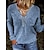 cheap Sweaters &amp; Cardigans-Women&#039;s Pullover Sweater Jumper Jumper Ribbed Knit Hollow Out Regular V Neck Solid Color Outdoor Daily Stylish Casual Fall Winter Black Blue S M L