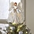 abordables Décorations de Noël-Décoration d&#039;arbre de Noël en forme d&#039;ange à LED avec pic d&#039;arbre de Noël, fées blanches, décoration d&#039;arbre de Noël avec lumière, pendentif couronne d&#039;arbre de fées pour décoration de maison festive.